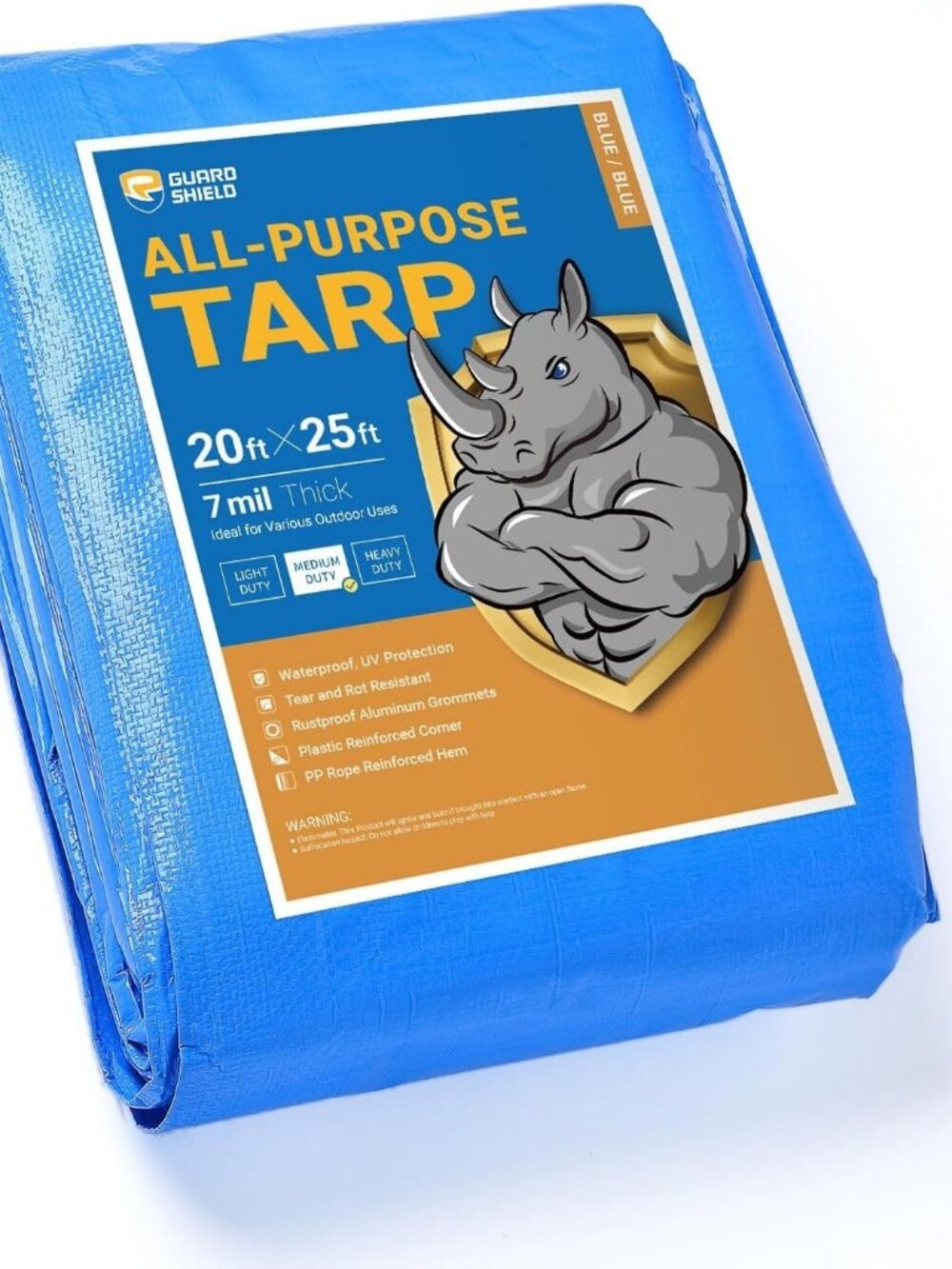 Blue Tarp Waterproof 20x25 Feet Medium Duty All Purpose Poly Tarps Cover 7mil
